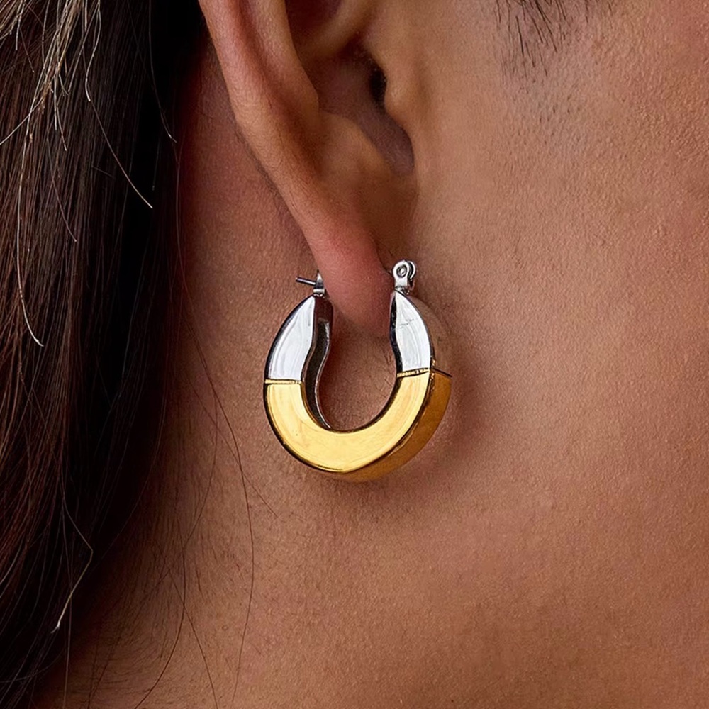 Elegant Gold and Silver Hoop Earrings 18k gold covered